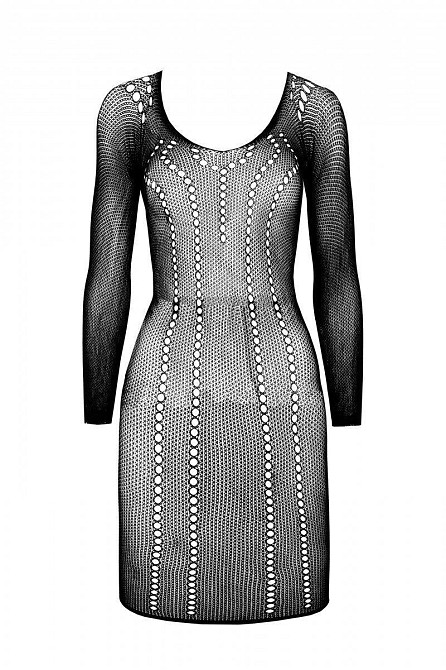 Напівпрозора мінісукня Passion BS101 One Size, black, рукави-мітенки Sex Aura Київ - фото 3