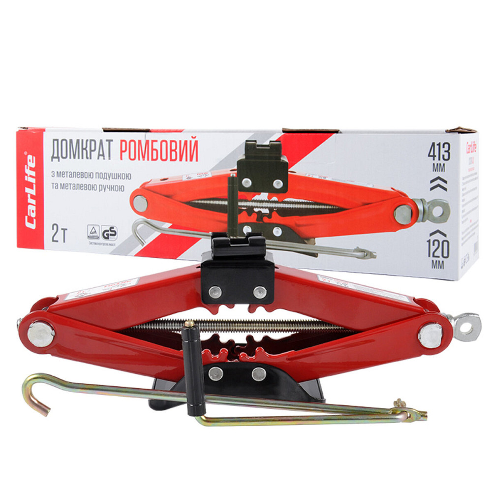 Домкрат ромбовий CarLife 2т 120-413мм SJ224 Київ - фото 1