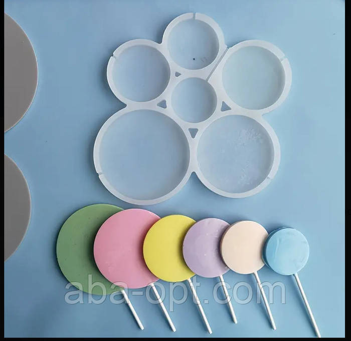 Форма силиконовая для леденцов на 6 изделий 17 х 15 см Круг ( шт ).Aba-Opt Одесса - изображение 1