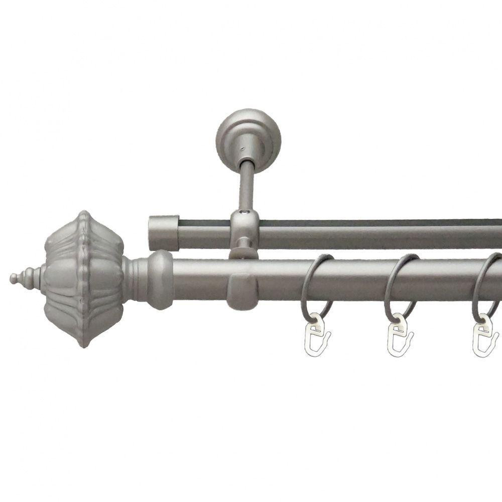 Карниз Orvit Шато металевий дворядний опозитний гладка \ профільна труба кільце металеве Сатин 25\19 мм 160 см (6452778) Львів - фото 1