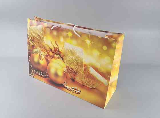 Картонные пакеты с ручками Гигант горизонтальные Новогодние  46*33*15-003 (12 шт) Харьков