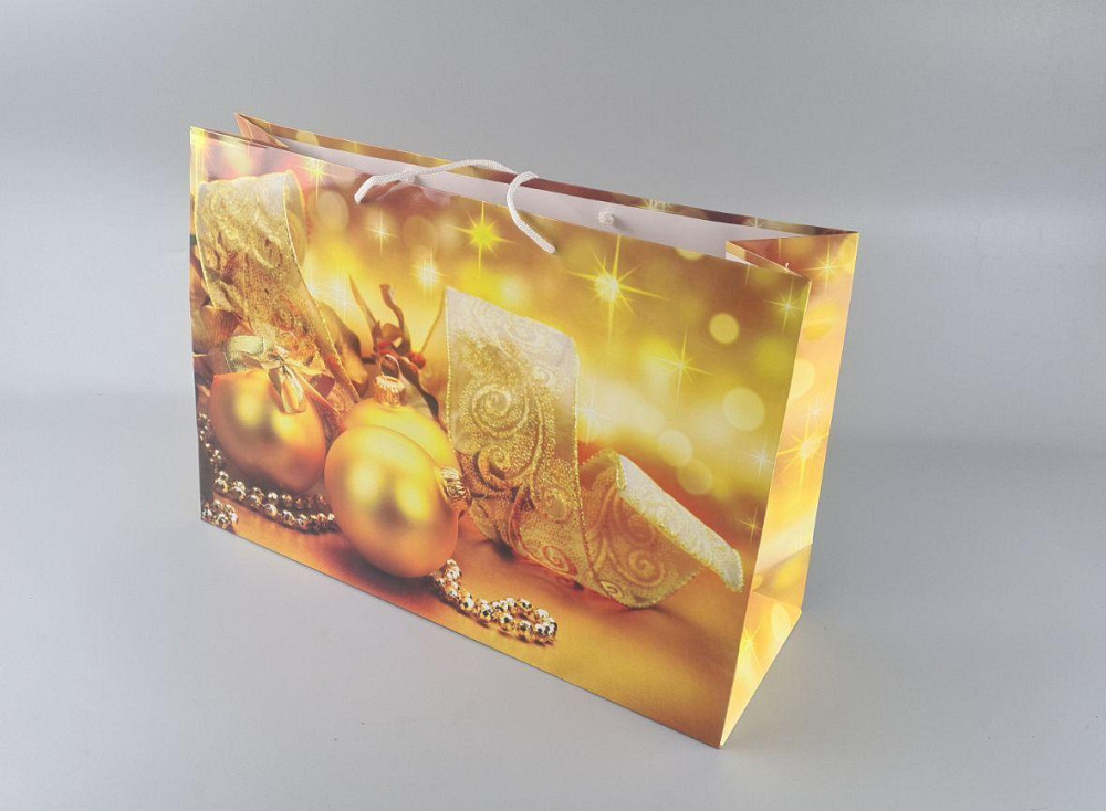 Картонные пакеты с ручками Гигант горизонтальные Новогодние  46*33*15-003 (12 шт) Харьков - изображение 3