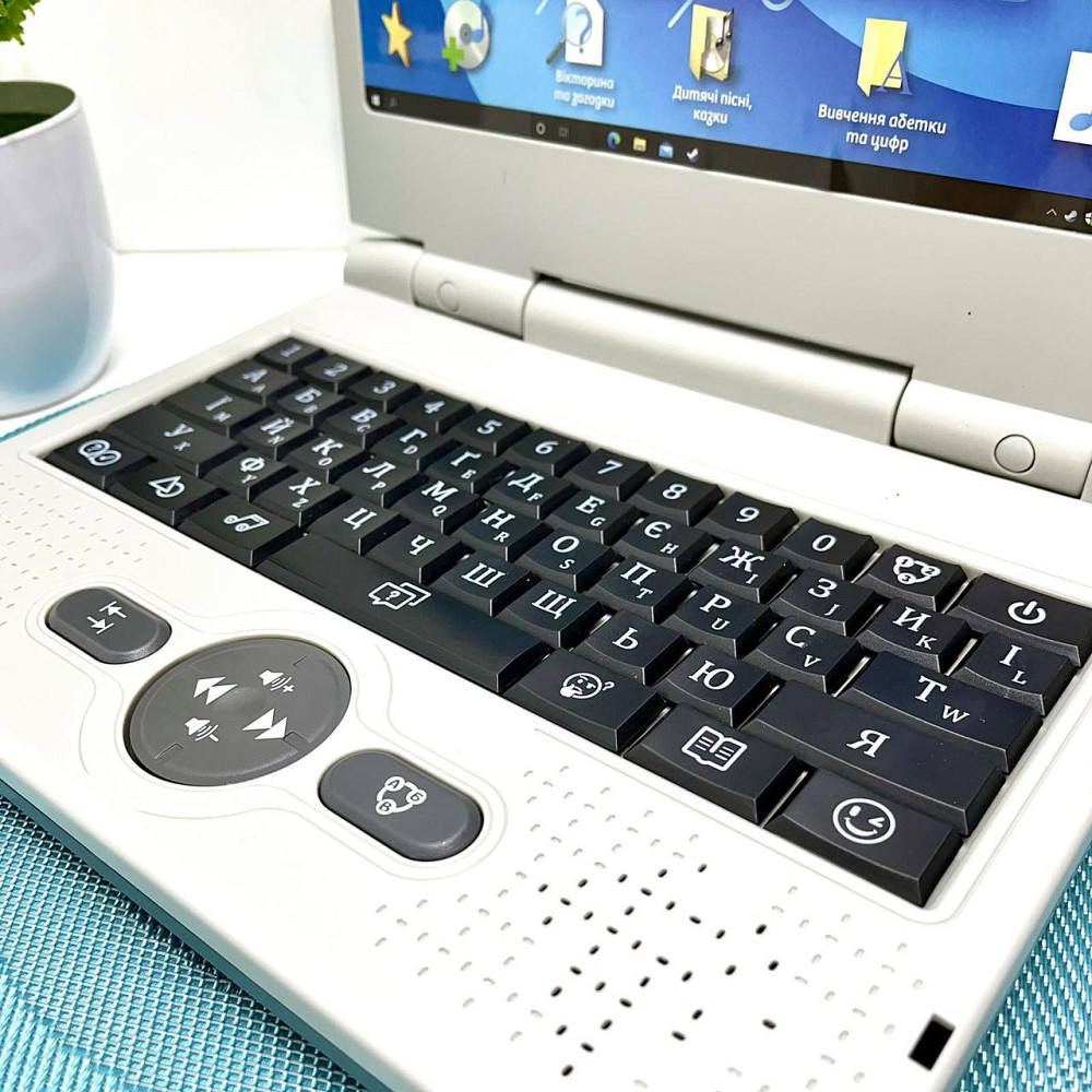 Ноутбук дитячий WToys інтерактивний режими вивчення цифр алфавіту укр та англ мова Сірий (88 Чернігів - фото 4