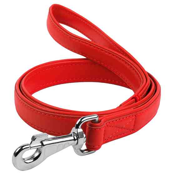 Повідець для собак шкіряний WAUDOG Glamour, Ш 25 мм, Дов 122 см червоний Коломия