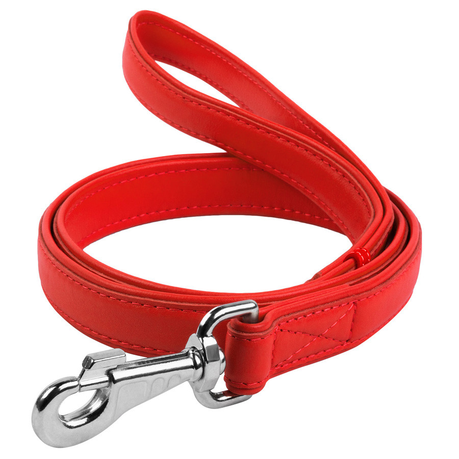 Повідець для собак шкіряний WAUDOG Glamour, Ш 25 мм, Дов 122 см червоний Коломыя - изображение 1