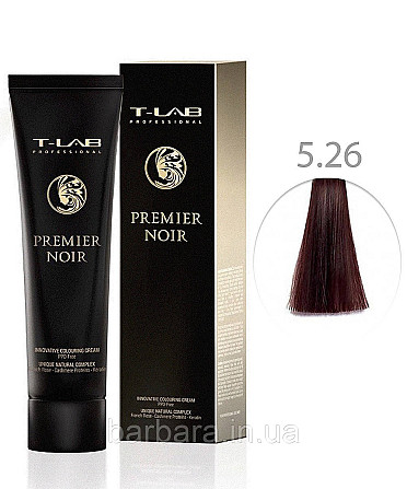 Крем-краска для волос T-LAB Professional Premier Noir Colouring Cream 5.26 светлый макагон перламутровый Киев - изображение 1
