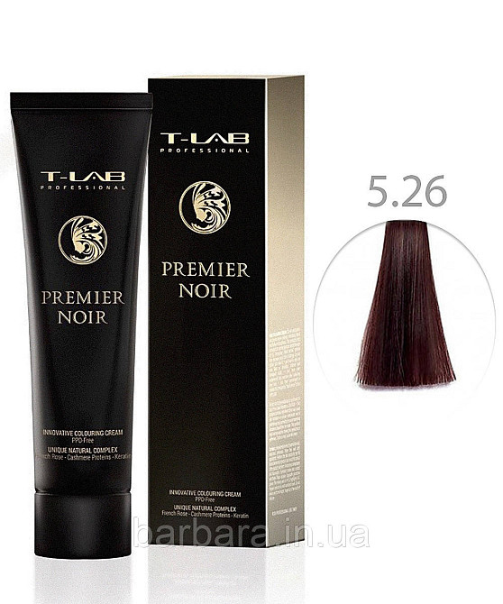Крем-фарба для волосся T-LAB Professional Premier Noir Colouring Cream 5.26 світлий макагон перламутровий Київ - фото 1