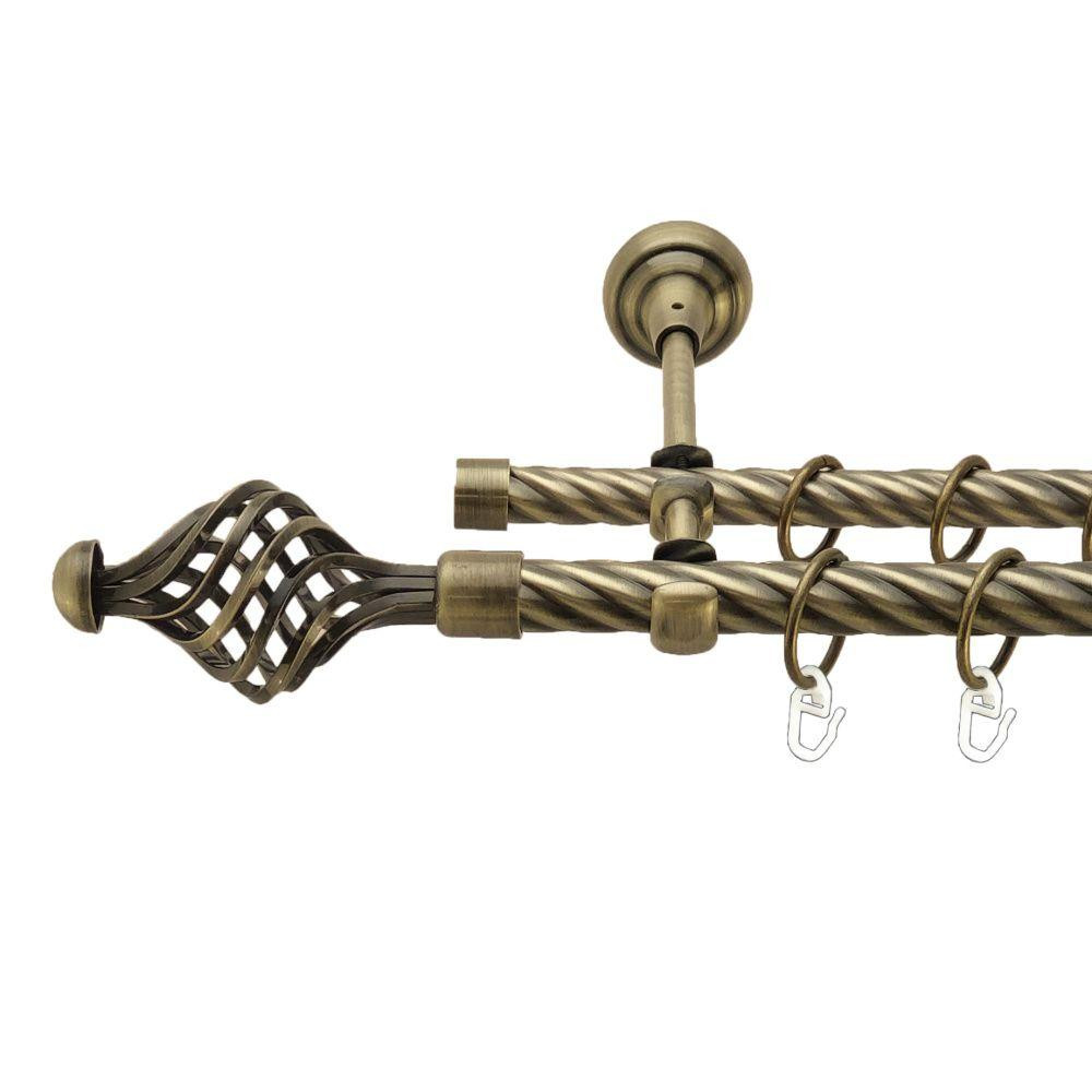 Карниз Orvit Арезо металевий дворядний відкритий скручена труба кільце металеве Антик 19\16 мм 240 см (00-00017411) Львів - фото 1