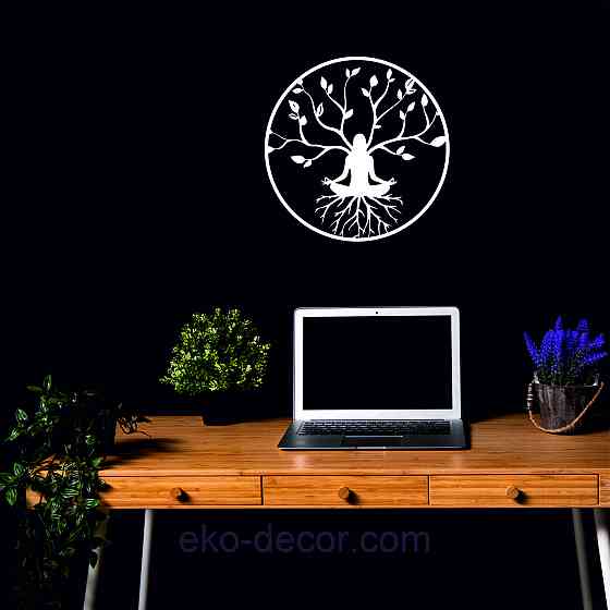 Декоративне настінне 3D Панно «ЙОГА» Декор на стіну з об'ємом 90*90 см, Білий Київ