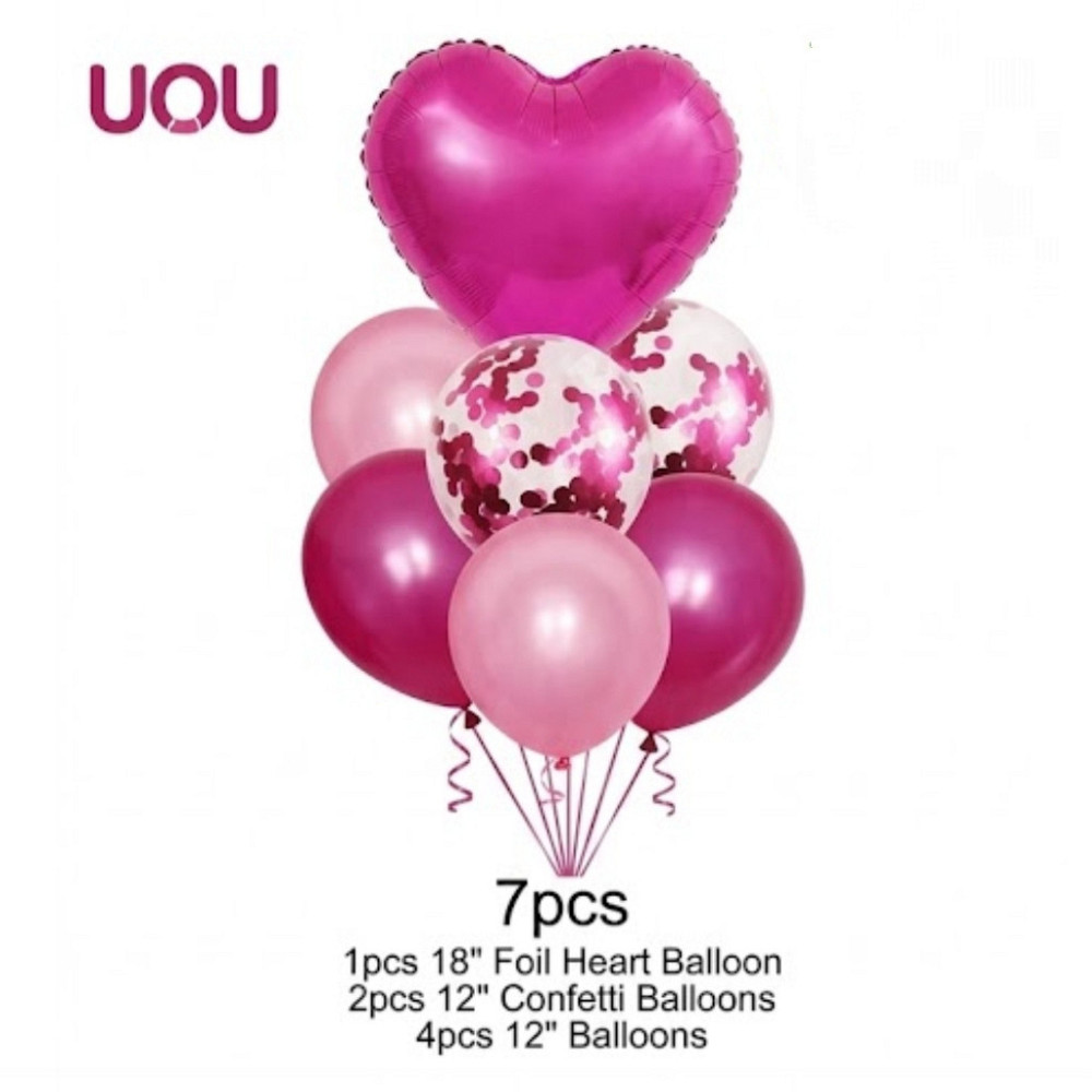 Набір повітряних кульок малиновий 7шт Київ - фото 2