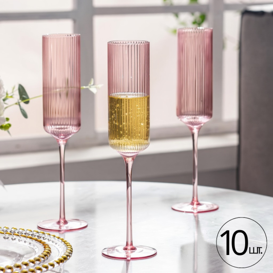 Бокал для шампанского и игристых вин 165 мл, 1 шт,многоразовый, пластиковый,прочный для вина и напитков прозрачно-розовый Каменец-Подольский