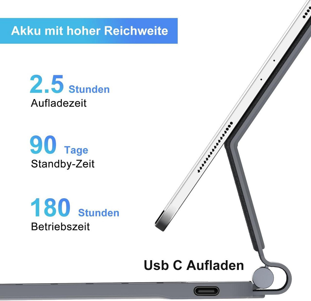 Клавиатура SENGBIRCH Magic Keyboard для iPad Air 13 M3/M2, Черная, QWERTZ, подсветка, мультитачпад, чехол Киев - изображение 5