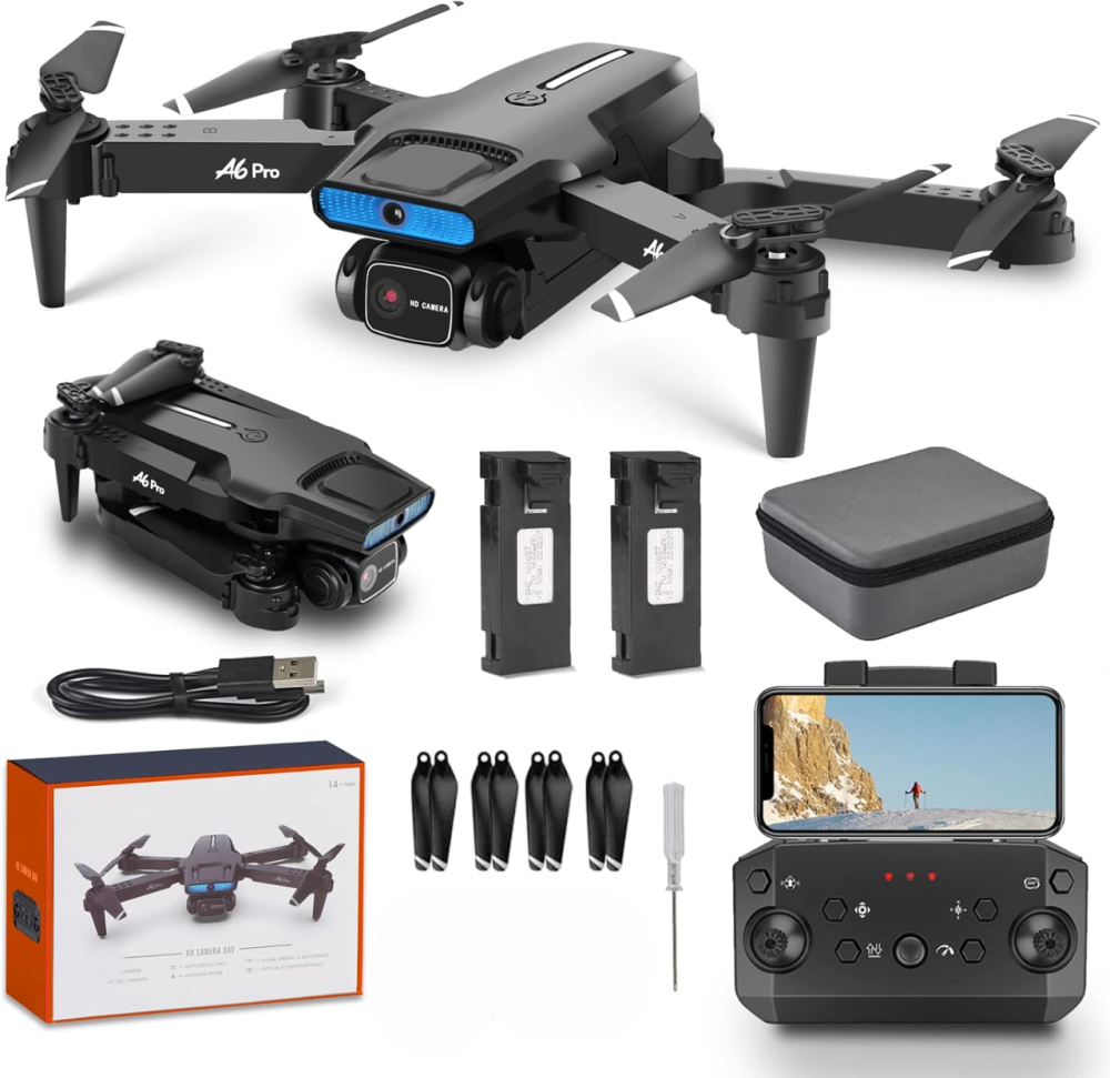 Дрон YCRC A6 Pro с двойной камерой 2K, WiFi, 2 аккумулятора, автопилот, складной корпус, квадрокоптер 2.4G Киев - изображение 1