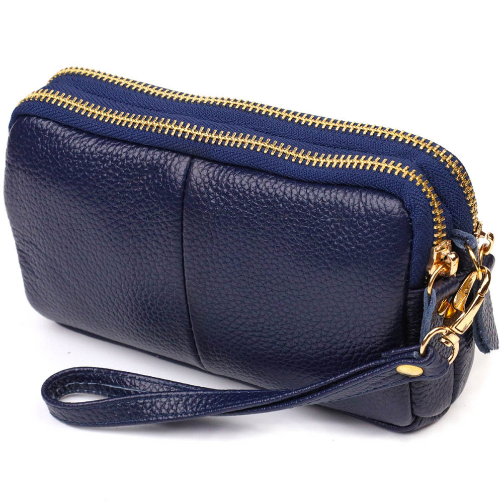 Компактный женский клатч на два отделения из натуральной кожи 22089 Vintage Синий Киев - изображение 2