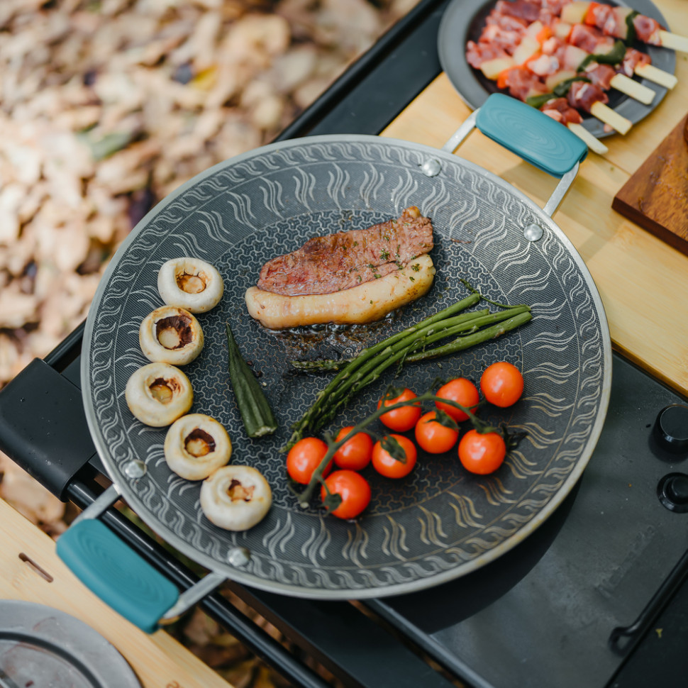 Сковорода з нержавіючої сталі з силіконовими ручками Naturehike CNK2550CF011, 34 х 34 см Київ - фото 5