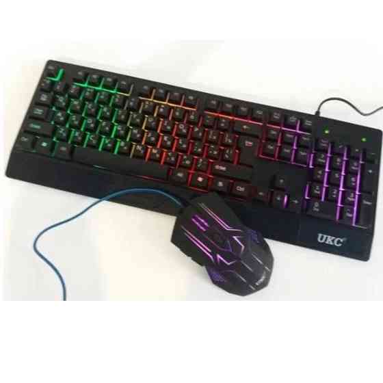 Клавиатура+мышка UKC с LED подсветкой от USB M-710, клавиатура игровая с подсветкой и мышкой QF-51 Львов
