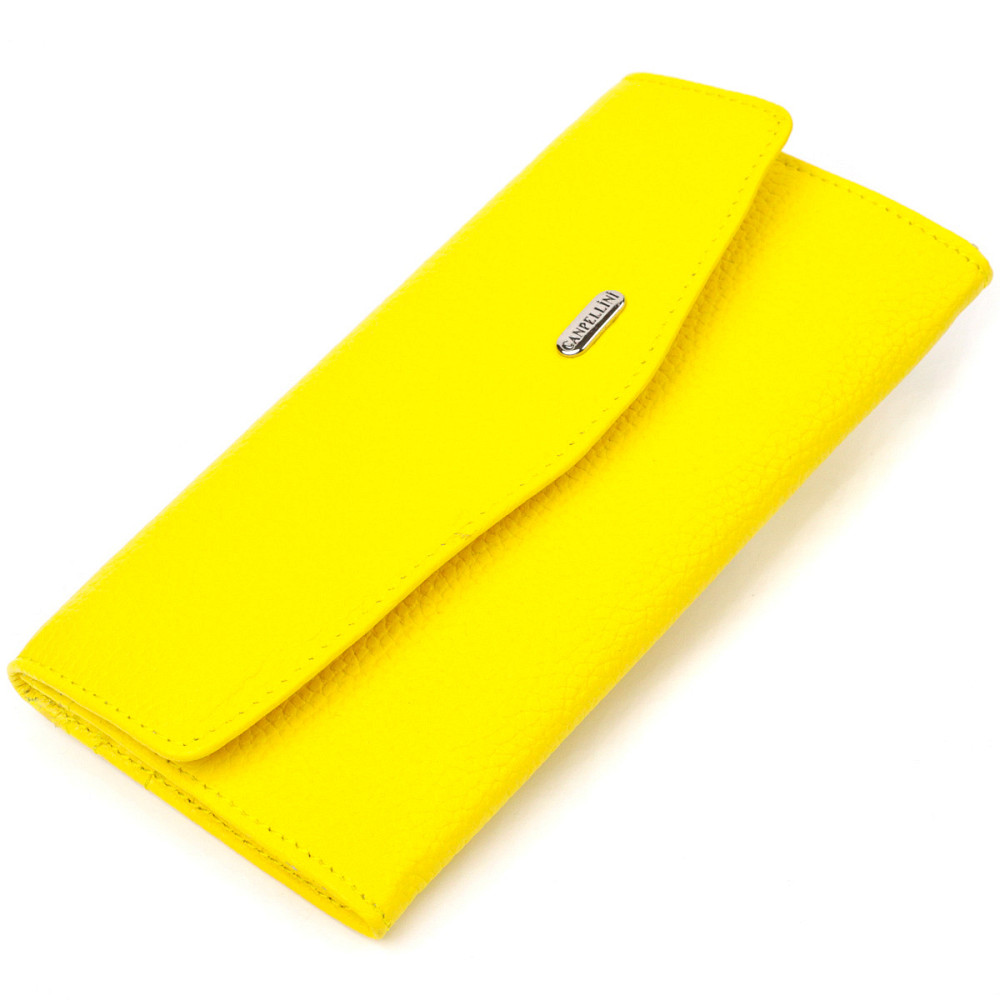Яскраве жіноче портмоне з натуральної шкіри флотар CANPELLINI 21697 Жовте Київ - фото 1