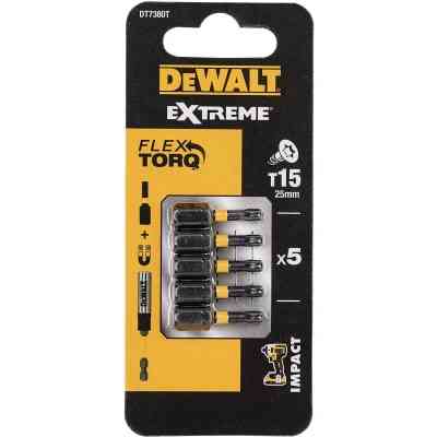 Набор бит DeWALT IMPACT TORSION, ударные, Torx, T15, L=25 мм, 5 шт (DT7380T) Винница