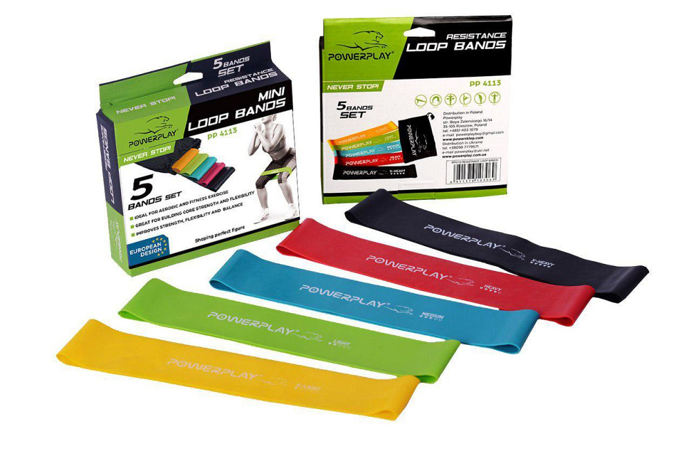 Резинки для фітнесу PowerPlay 4113 Mini Power Band Set набір із 5 шт.  (від 1 до 20 кг) Каменское - изображение 8