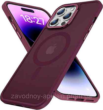 IPhone 16 Pro Max Чехол матовый Магнит TPU+PC (бордовый) Одесса