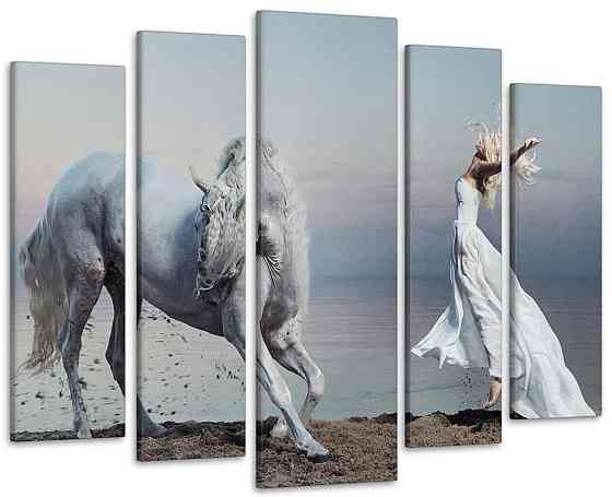 Модульна картина Кінь і Дівчина Art-298_5 ( 80х118см ) Київ