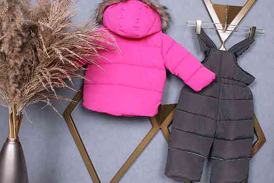 Детский зимний комбинезон для девочек куртка и полукомбинезон 80,86,98 Николаев