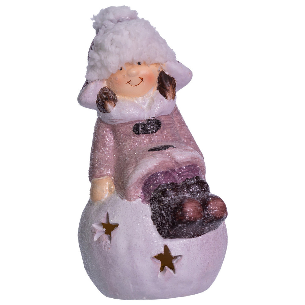 Новорічна фігурка з підсвіткою Дівчинка на сніговій кулі з фарфору 7×7×16 (см) новорічний декор для дому, квартири на подарунок Київ - фото 5