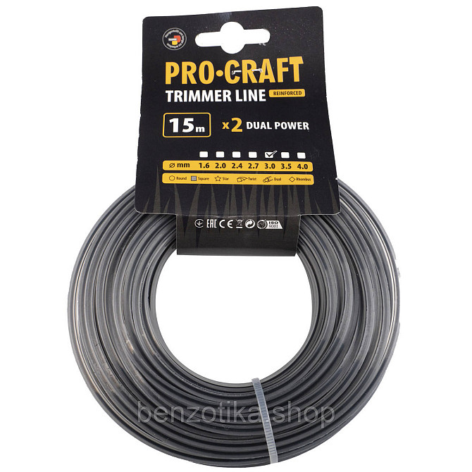 Волосінь з жилою квадрат Procraft 3мм 15м Київ - фото 1