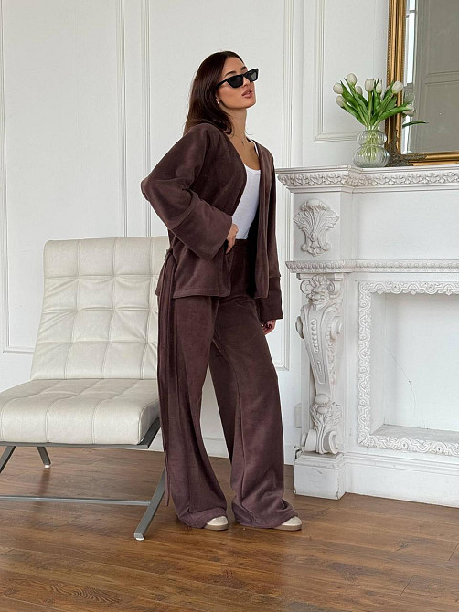 Жіночий костюм із двостороннього турецького флісу Шоколадний 42/46 Харків - фото 1