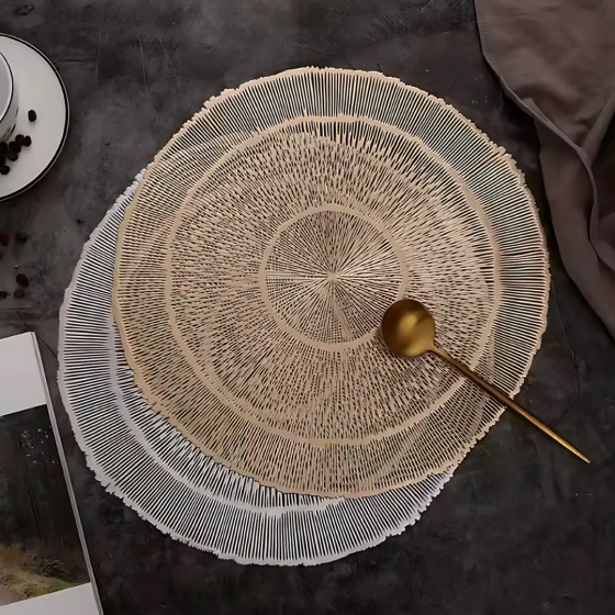 Сервірувальна серветка під гаряче кругла, килимок сервірувальний килимок сріблястий набір 2 шт Кам'янець-Подільський