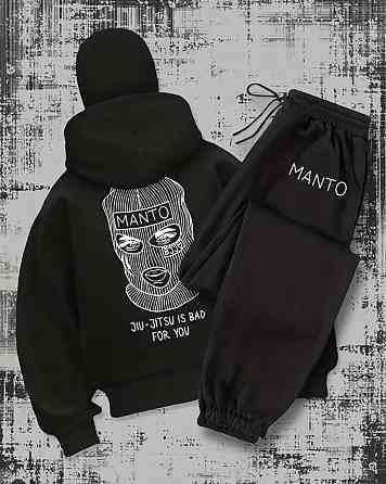 Женский стильный оверсайз костюм с маской, зип-худи и брюками трехнить на флисе + микродайвинг Одесса