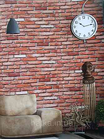 Шпалери вініл на флізеліні гарячого тиснення DU&KA Natura1.06х10 під цеглу цегляні коричневі з глянцем Київ