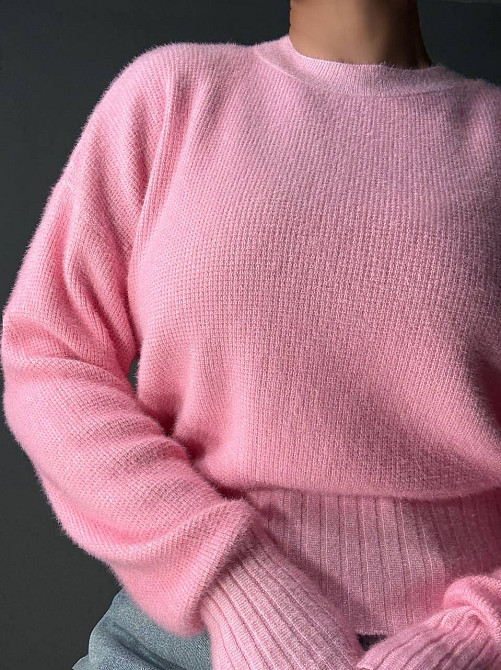 Светр жіночий Fancy Matinee 7571 вафельний з ангори оверсайз, рожевий, one size Київ - фото 7