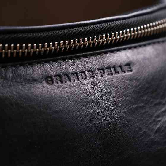 Кожаная бананка унисекс GRANDE PELLE 11569 Синяя Киев