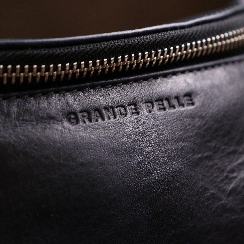 Кожаная бананка унисекс GRANDE PELLE 11569 Синяя Киев - изображение 3