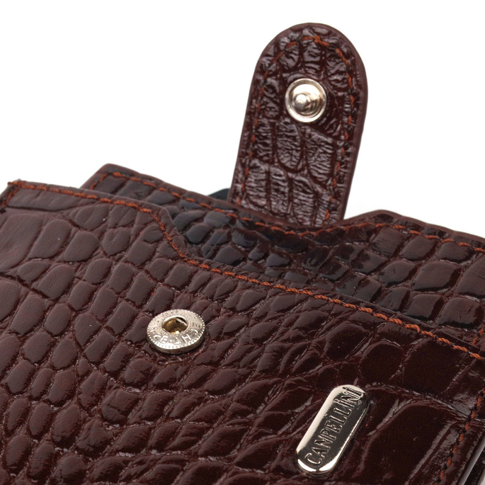 Горизонтальный мужской кошелек из натуральной фактурной кожи CANPELLINI 21503 Коричневый Киев - изображение 6