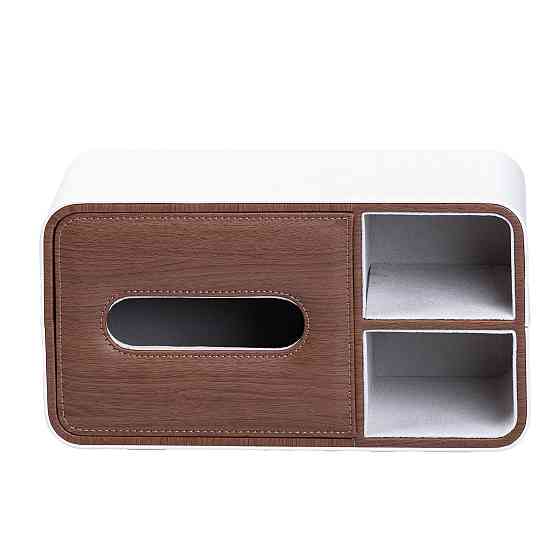 TS Kitchen Серветниця-органайзер з еко-шкіри 3 відділення 26.5*14*9.5 см Білий з коричневим Коломыя