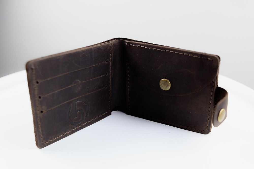 Класичний гаманець Skill із натуральної шкіри Crazy Horse тиснення крокодил SH116 (Темно-коричневий) Суми - фото 7