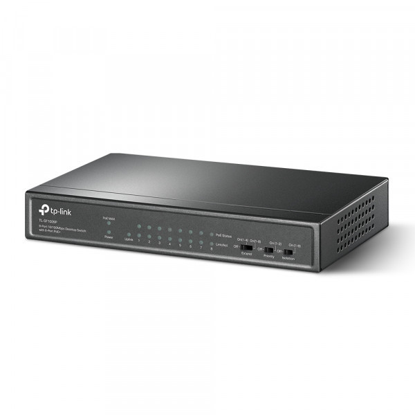 Комутатор TP-Link TL-SF1009P, 9 port 10/100M PoE Switch, 9 10/100M RJ45 ports including 4 PoE ports, Київ - фото 2