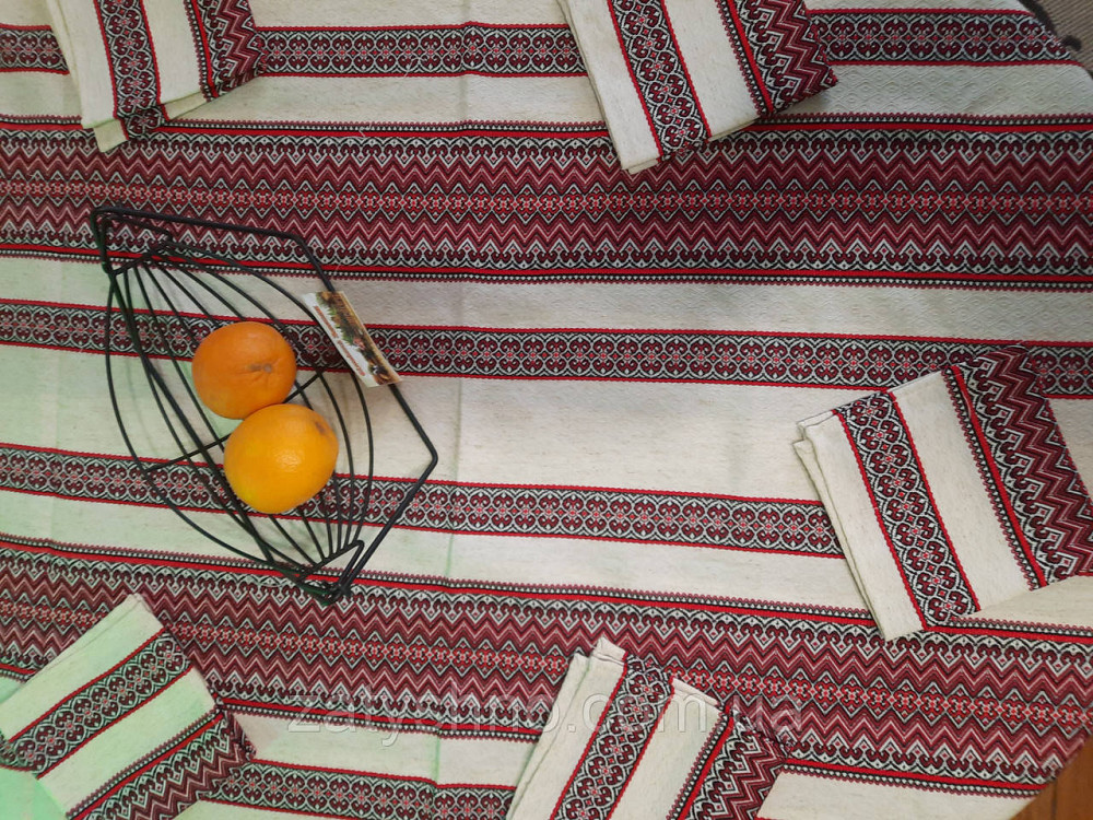 Вышитая скатерть с салфетками на льне Киев - изображение 9