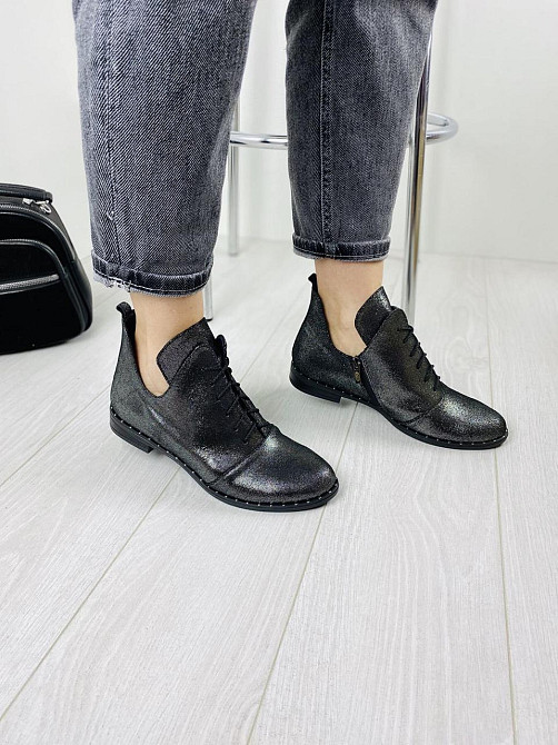 Жіночі черевики нікель з натуральної шкіри-сатин демісезонні весна-осінь р. 38, 39 (БТ/02) / Ст Коломия - фото 6