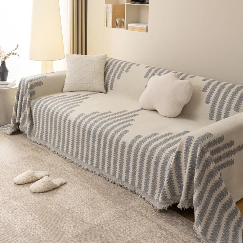 Плед покрывало для дивана и кровати,чехол накидка для мягкой мебели 180х230 см,бело-серый с узором Каменец-Подольский - изображение 8