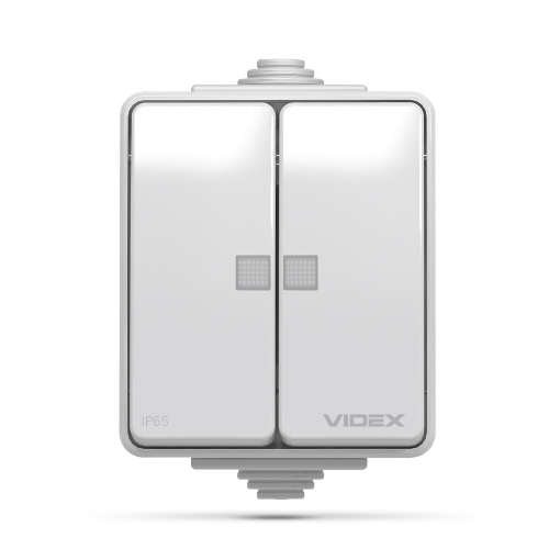 BINERA сірий Вимикач зовнішній 2кл IP65 з підсвічуванням Videx Житомир