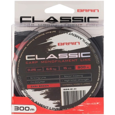 Волосінь Brain Classic Carp Line (dark brown) 300m 0.25mm 15lb 6.6kg (1858.81.01) Вінниця - фото 2