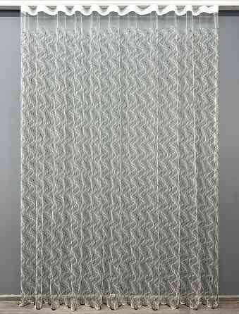 Тюль VR-Textil 1832т Фатин с вышивкой и люрексом Молочный с венге 300х270 см (40-190) Киев