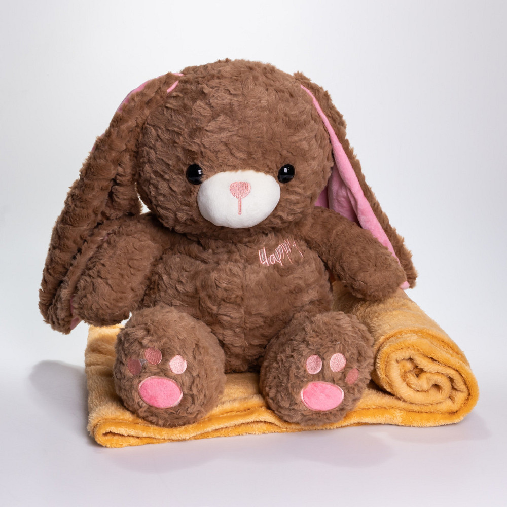 М'яка іграшка-плед,подушка 3 в 1 Зайчик плед в іграшці 35×32×40 (см) дитячий плед іграшка Коричневий 509-9BR Київ - фото 1