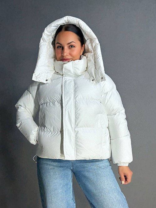 Куртка женская Lady Yep 10005 дутая пуффер с капюшоном белая, белый, 46 Киев - изображение 5