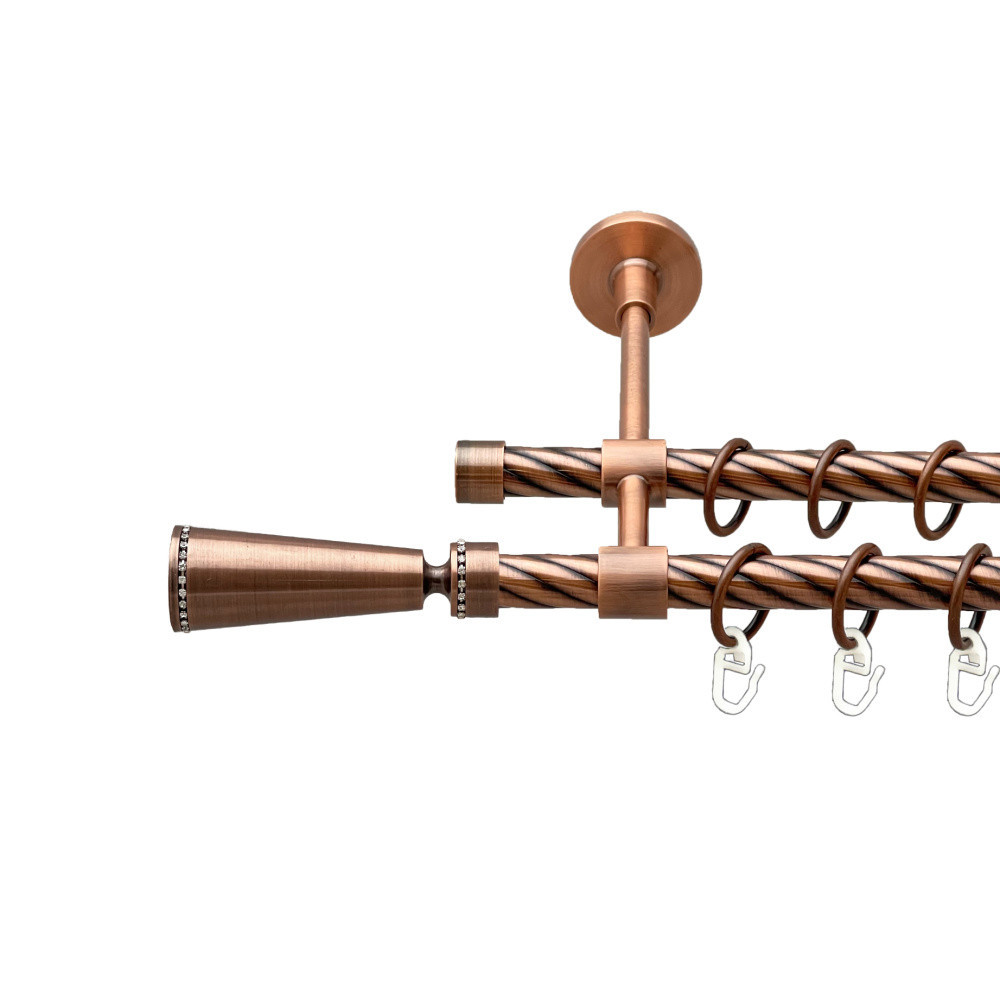 Карниз Orvit Меркурія металевий дворядний закритий скручена труба кільце металеве Мідь 16\16 мм 160 см (00-00025327) Львів - фото 1