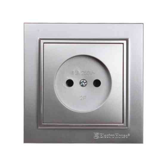 Розетка без заземления 16А, термопластик, Enzo серебряный камень Днепр