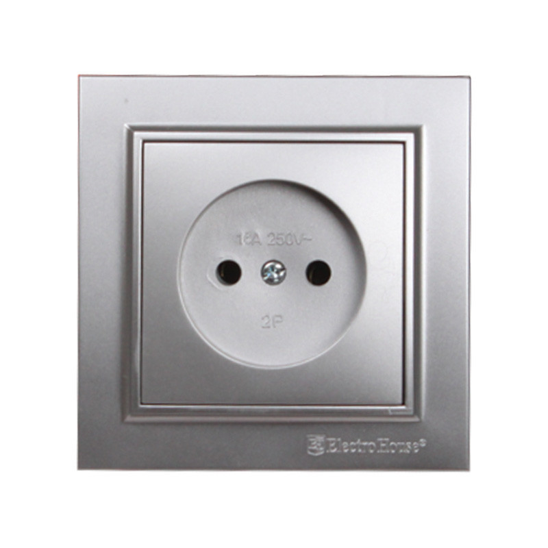 Розетка без заземлення 16А, термопластик, Enzo  срібний камінь Дніпро - фото 1